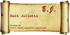 Balk Julietta névjegykártya